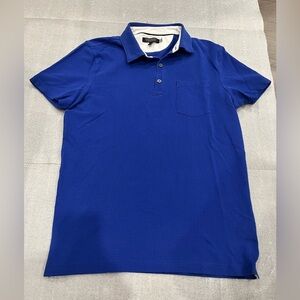 ❤️2/$30❤️[M]Banana Republic Performance Pique Polo SS Shirt Royal Blue mini dots
